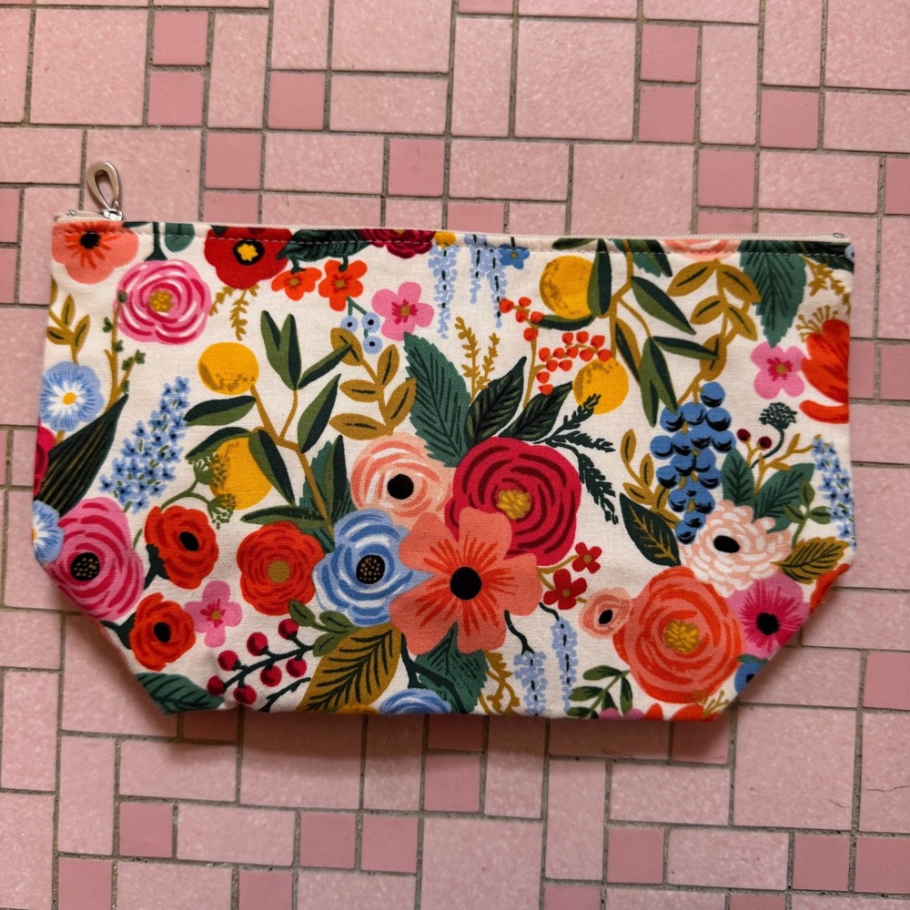 Dana Herbert Large Floral Makeup Bag Handmade Canvas Toiletry Pouch Portland OR